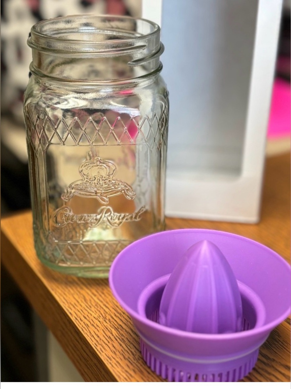 CrownRoyal Juicer Jar Purple 6 3/4" x 3"